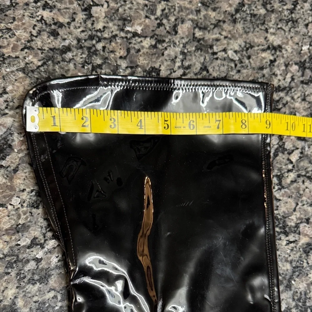 Kenneth Cole Glossy Black Over the Knee thigh high block heel Boots NWOT 8.5